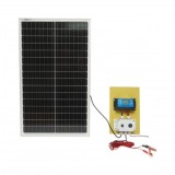 Set panou solar 50W fotovoltaic monocristalin 670x400x25mm cu regulator 10A 12/24V, 2xUSB, cablu baterie 2m Breckner Germany