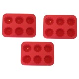 Cumpara ieftin Set 3 forme pentru prajituri, 12.5 x 9 cm, silicon, rosu
