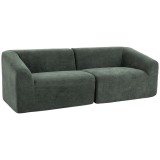 HOMCOM Canapea 3 locuri din chenille 225 cm, canapea de living modernă căptușită, șezut lat, pernă cu arcuri, verde &icirc;nchis | Aosom Romania