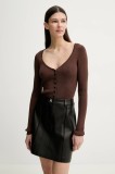 Herskind cardigan cu amestec de mătase Gili femei, culoarea maro, 5539106