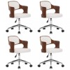 Scaune pivotante, 4 buc. alb, lemn curbat &amp; piele ecologica