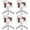 Scaune pivotante, 4 buc. alb, lemn curbat &amp; piele ecologica