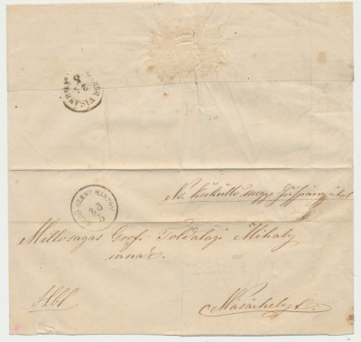 Transilvania 1861 plic Tarnaveni - Tg.-Mures scrisoare inclusa foto