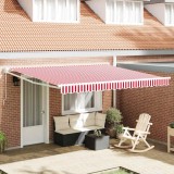 Marchiză retractabilă manuală cu dungi roșii și albe 400x300 cm