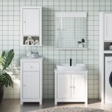 Set mobilier baie BERG, 4 piese, alb, lemn masiv de pin