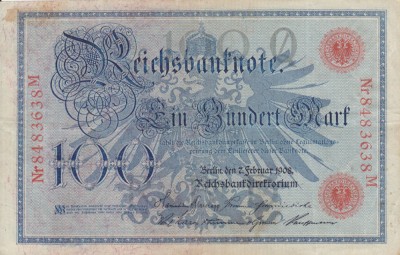 GERMANIA 100 marci 1908 VF/VF+!!! foto