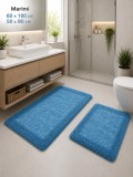 Cumpara ieftin Set 2 Covorase Baie BUTTERFLIES , Marimi 60 x 100 50 x 80 cm, Albastru, Antiderapant, Antialergic, Polipropilena