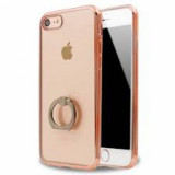 Husa de protectie pentru iPhone 7 Luxury Rose-Gold Plated cu Inel de sustinere, MyStyle