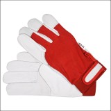 YT-746419 YATO Manusi de lucru din bumbac si piele naturala, marime 9, rosu