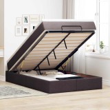 VidaXL Cadru de pat otoman cu saltea țesătură maro &icirc;nchis 120x200 cm 3311102