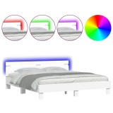 Cumpara ieftin Cadru de pat cu tablie si LED, alb, 180x200 cm