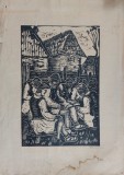 Tarani la sfat - Nicolae Brana - xilogravura
