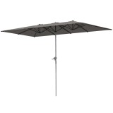 Outsunny Umbrelă Dublă de Grădină cu Manivelă și 12 Spițe din Aluminiu și Poliester, 4.5x2.6 m, Gri &Icirc;nchis | Aosom Romania
