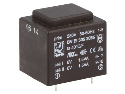 Transformator &amp;Icirc;ncapsulat 3VA 230V 6V PCB foto