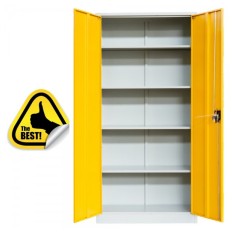 FISET DULAP METALIC ASAMBLAT 4 RAFTURI 800x350x1800 mm, 50 kg/polita, usi color galbene, PLUS