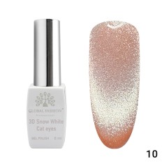 Oja semipermanenta, Snow White, 3D Cat Eye, Global Fashion 8ml, 10(FARA TPO)