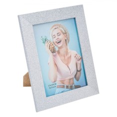 Rama Foto Lemn, Model Glitter, Culoare Argintiu, Dimensiune 13x18cm foto