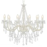 Cumpara ieftin Candelabru cu margele, alb, 12 becuri E14