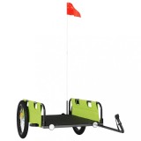 Remorca de bicicleta, verde, textil oxford si fier