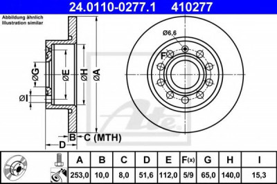 Disc frana SKODA OCTAVIA III Combi (5E5) (2012 - 2016) ATE 24.0110-0277.1 foto