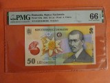 Bancnota 50 lei 2005(2005) gradata PMG 66 EPQ GEM UNC(33 acelasi grad si 35 in grad mai mare)