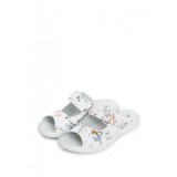Papuci deschiși din piele &ldquo;Tellus&rdquo; 54-09 Alb cu flori - 36