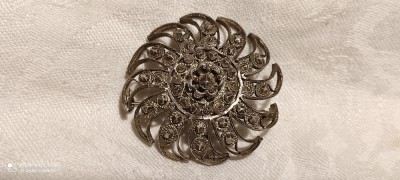 argint BROSA si MEDALION etnic TRIBALA motiv FLORAL manopera EXCEPTIONALA unica foto