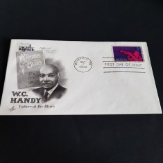 W.C. Handy - Prima Zi de Emisiune Memphis 1969, Timbru de Colecție &amp;#039;Tatăl Blues-ului&amp;#039; foto