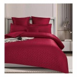 Cumpara ieftin Lenjerie de pat dublu Bumbac Finet cu Carouri 6 Piese cu Elastic, Bordo - SIPRT4-15