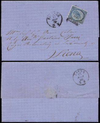 Italy 1866 Postal History Rare Cover + Content Firenze to Siena D.807 foto