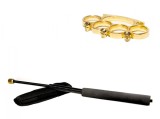 Cumpara ieftin Set Autoaparare: Baston Telescopic Negru 47cm + Box Craniu Auriu, Otel, Extensibil 57cm, Husa Curea
