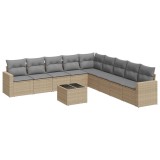 Cumpara ieftin Set canapele de gradina cu perne, 10 piese, bej, poliratan