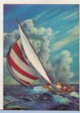 Bnk cp Carte postala 3D - Iaht pe mare - Japonia Wonder Co SSP-138, Necirculata, Printata