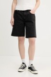 Abercrombie &amp; Fitch pantaloni scurți jeans culoarea negru, uni, high waist, KI149-5120