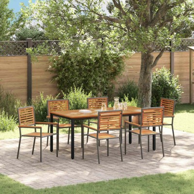 vidaXL Set de masă pentru grădină 7 pcs Gri 180 x 90 x 75 cm poliratan 3365503 foto