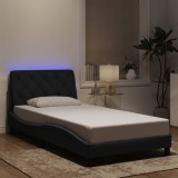 VidaXL Cadru de pat cu lumini LED, negru, 100x200 cm, catifea