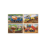 Set 4 puzzle Vehicule pentru constructii, 12 piese, 20 x 15 cm