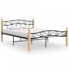 VidaXL Cadru de pat, negru, 140x200 cm, metal și lemn masiv de stejar