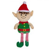 Jucărie de Plus, Spiriduș de Crăciun, 15 cm, Culoare Roșu și Verde, Material Poliester, Oem