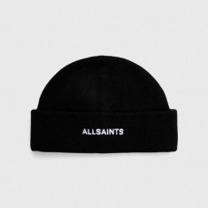 AllSaints caciula din amestec de lana culoarea negru, din tricot gros