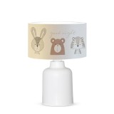 Cumpara ieftin Lampa de masa pentru copii PWL-1099 E27 alb - gri - maro D24x32cm