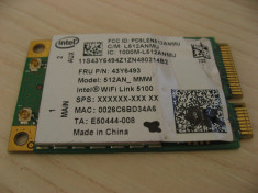 Placa wireless laptop Lenovo ThinkPad T400, Intel WiFi 5100, 512AN_MMW, 43Y6493 foto