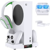 Cumpara ieftin Suport incarcare doua controlere Xbox si casti, multifunctional, 4 in 1, 2 ventilatoare, indicator LED, cablu USB, RESIGILAT