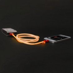 Cablu luminos de date si incarcare pt. iPhone 5, 5S, 5C, 6, 6plus / iPod / iPad USB, Portocaliu foto