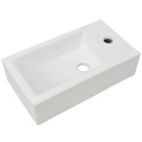 Cumpara ieftin Chiuveta ceramica dreptunghiulara cu preaplin 46x25,5x12 cm alb