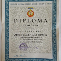 DIPLOMA MERITE IN ACTIVITATEA SPORTIVA 1975