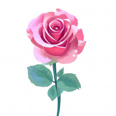 Sticker decorativ Trandafir, Roz, 90 cm, 7722ST