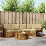 vidaXL Seturi de canapele 6 pcs Natural și Bej Lemn Solid de Acacia 3374863