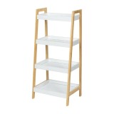 Cumpara ieftin Raft depozitare si organizare KL266, cu 4 nivele, lemn, multifunctional, alb natur