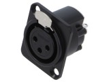 Conector XLR 3 pini soclu mamă AMPHENOL AX 15A 133V IP40 pentru lipire 14AWG